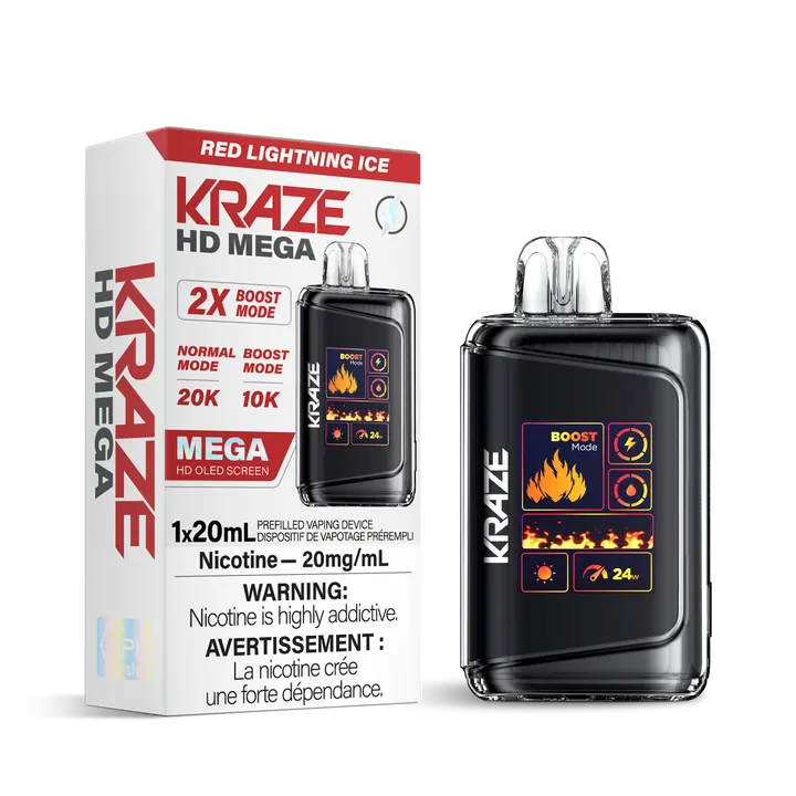 KRAZE HD MEGA 20K RECHARGEABLE DISPOSABLE VAPE 20ML(10pc/Carton)