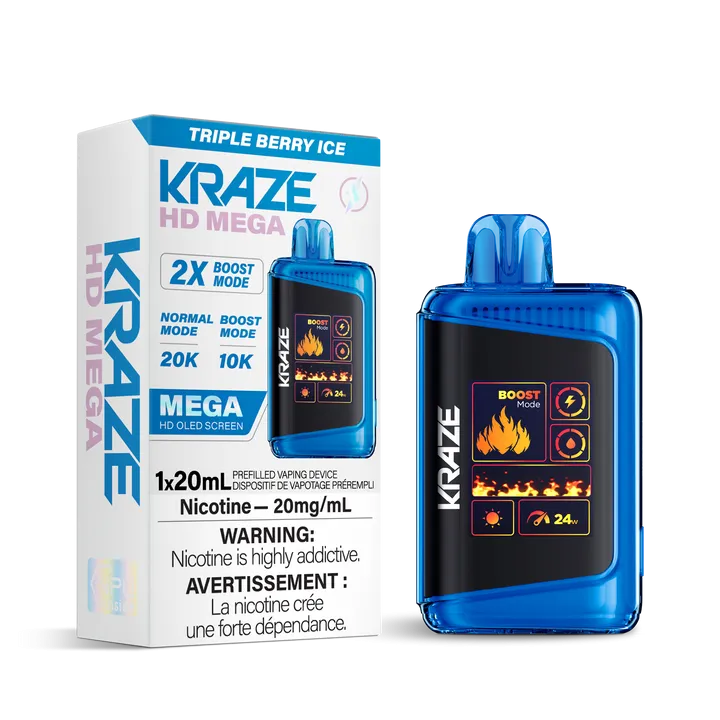 KRAZE HD MEGA 20K RECHARGEABLE DISPOSABLE VAPE 20ML(10pc/Carton)