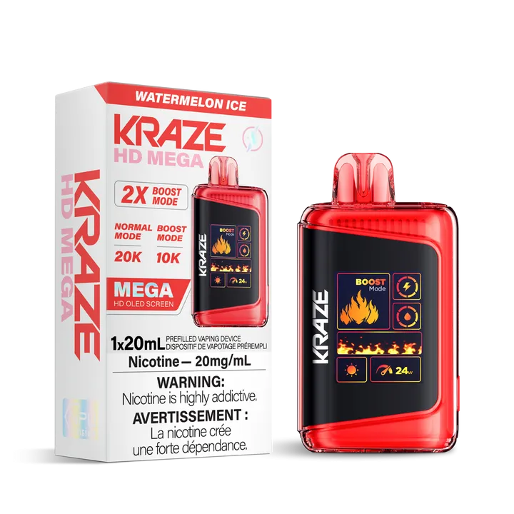 KRAZE HD MEGA 20K RECHARGEABLE DISPOSABLE VAPE 20ML(10pc/Carton)